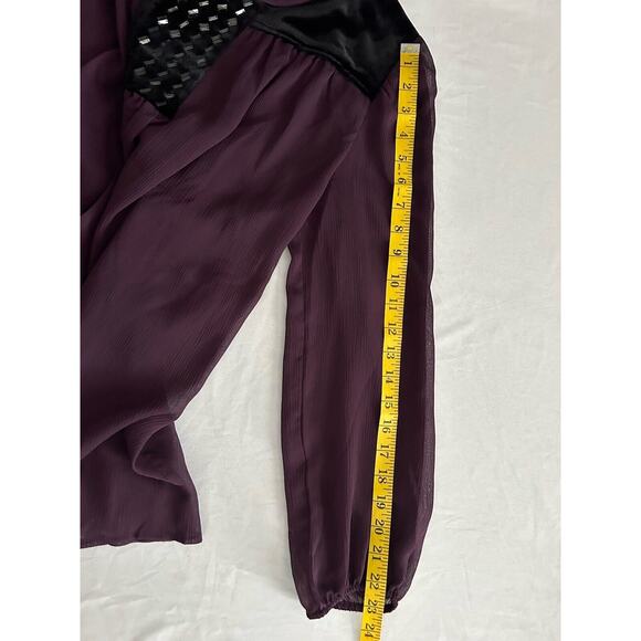 Susan Graver Artisan Beaded Velvet Detail Blouse Womens Size 12 Purple Boho NWT - Picture 9 of 9